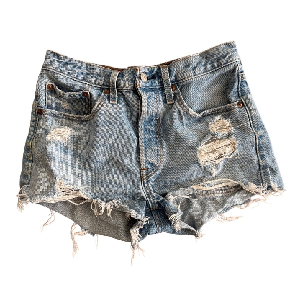 Levi's 501 Women's Distressed Light Wash High-Rise Cutoff Denim Shorts Size 26